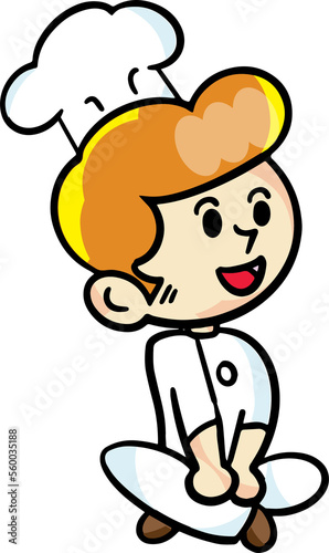 The chef cartoon character drawing design for food concept.