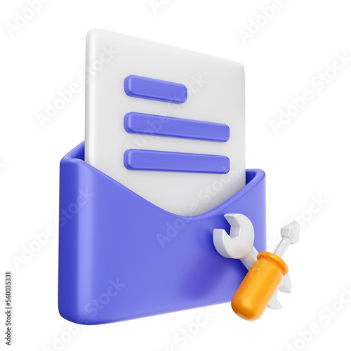 3d mail email envelope message icon illustration render