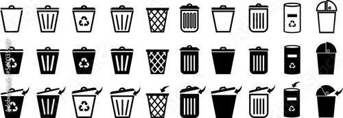 Trash can vector icon set.Bin and trash can png icons.Recycle bin.Vector trash can symbol.Garbage tank.Wastebasket.Dustbin icon.Delete.