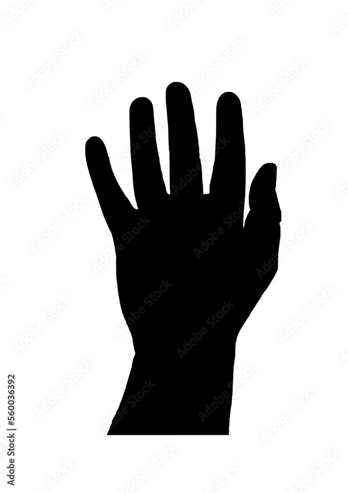 Open right hand colored red