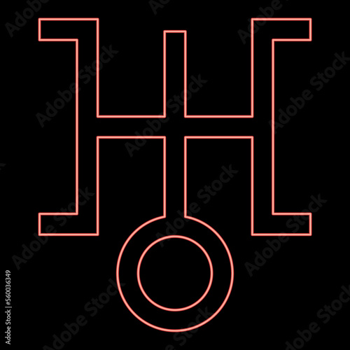 Neon symbol uranus red color vector illustration image flat style