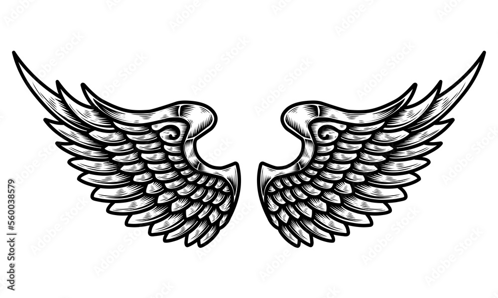 Obraz premium vector angel wings tribal tattoo