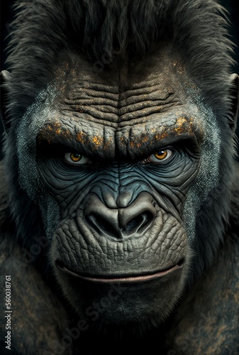 Beautiful gorilla portrait. generated AI