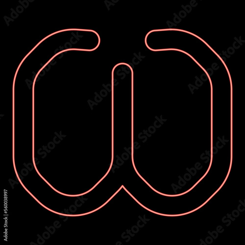 Neon omega greek symbol small letter lowercase font red color vector illustration image flat style