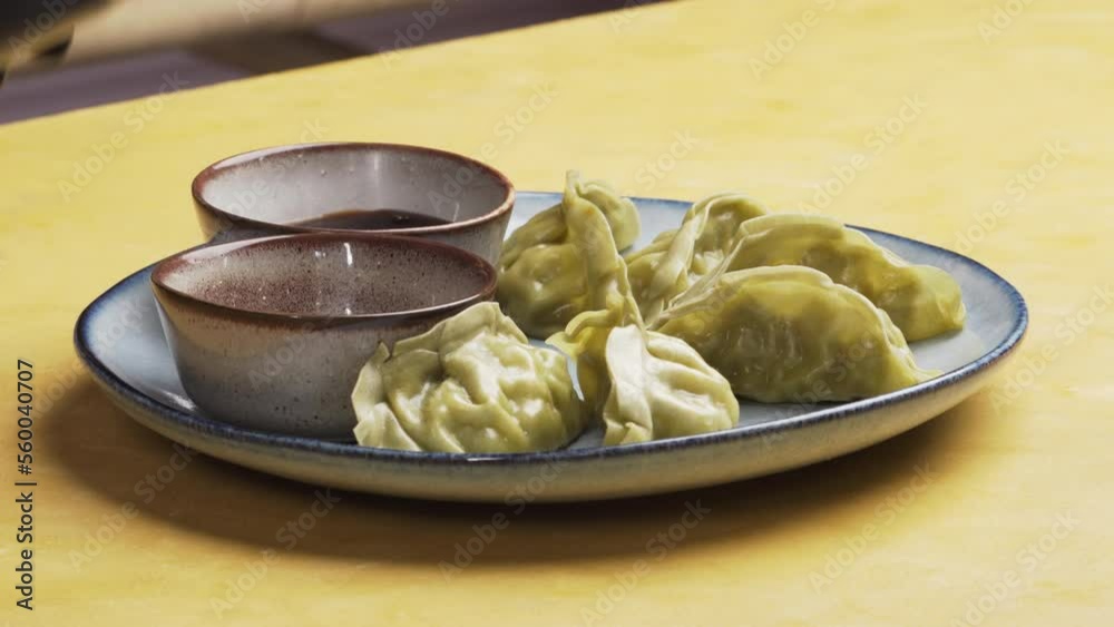 A Plate Of Dumplings On A Table A Plate Of Dumplings On A Table