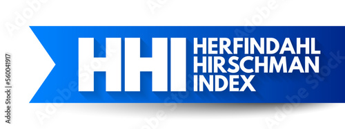 HHI - Herfindahl–Hirschman Index is a common measure of market concentration and is used to determine market competitiveness, acronym business concept background