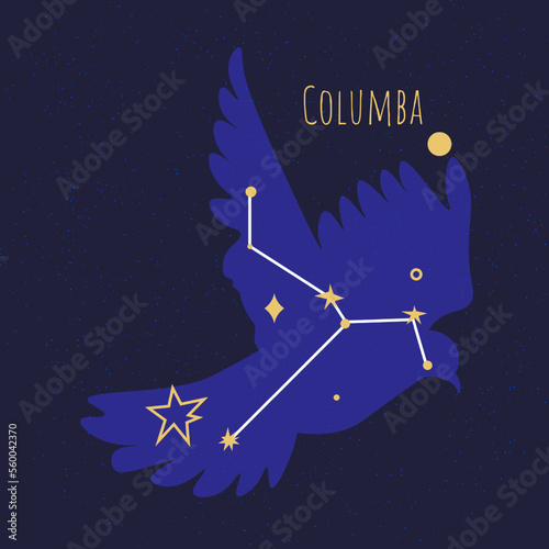 Constellation of columba, star formation of bird