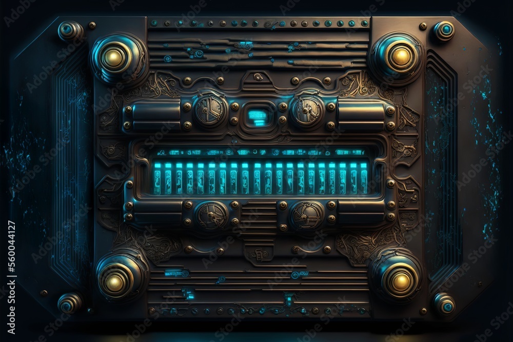 Blue led steampunk health bar indicator sci-fi ui interface of a ...
