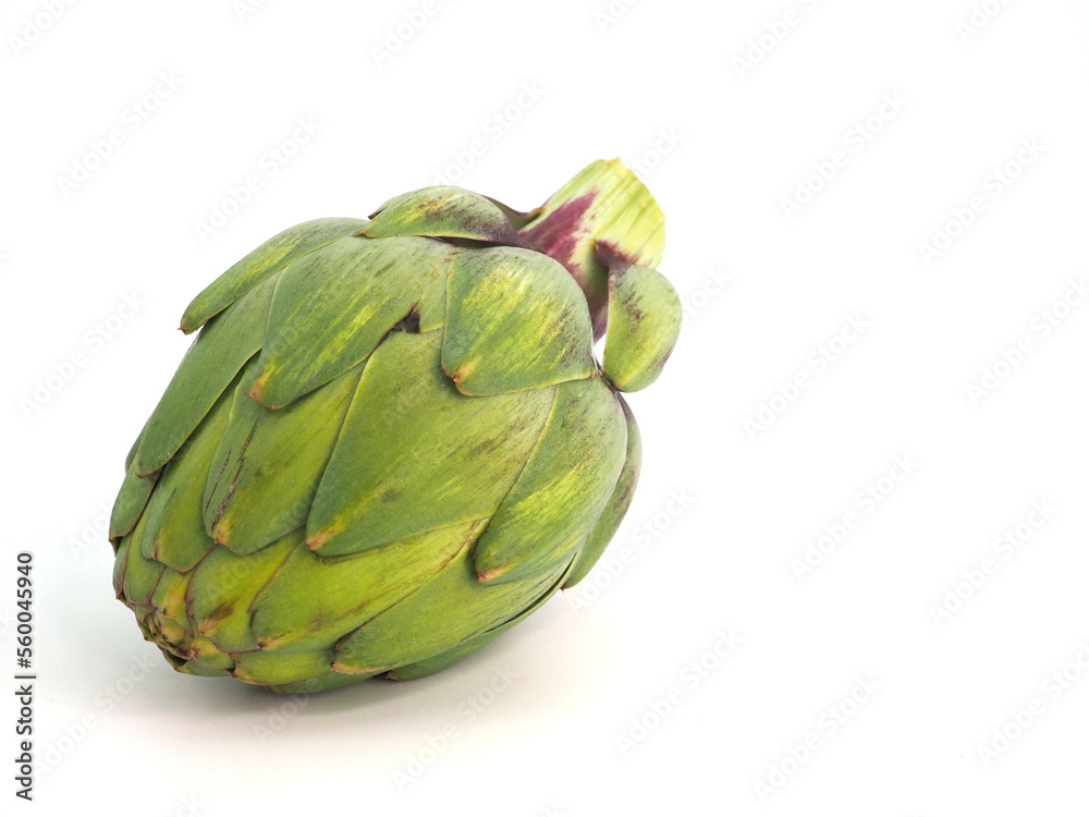 A green artichoke isolated on white background A green artichoke isolated on white background