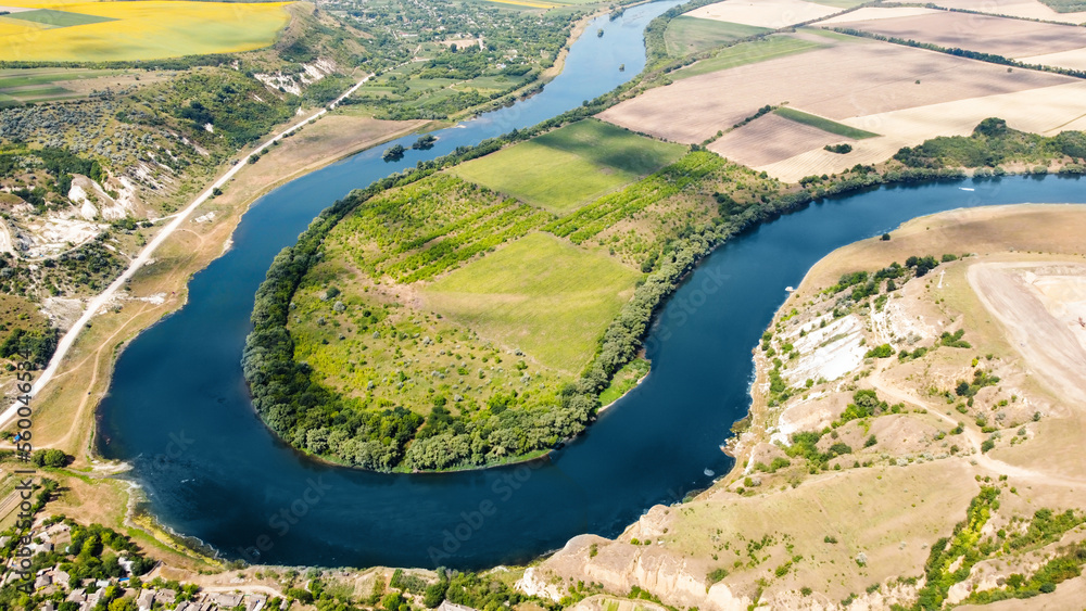 Aerial drone view of nature in Moldova