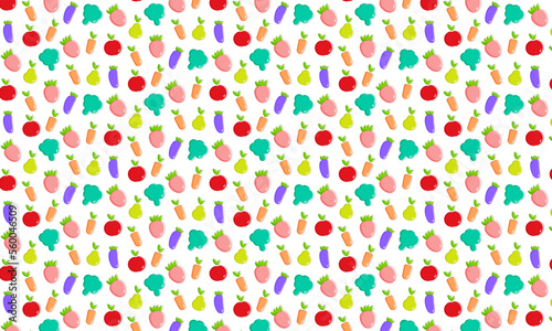 Collection with pattern vegan fruit on white background for textile design. White color background. Vector drawing. Green natural background. Healthy vegan food. Healthy eating. Vector illustration