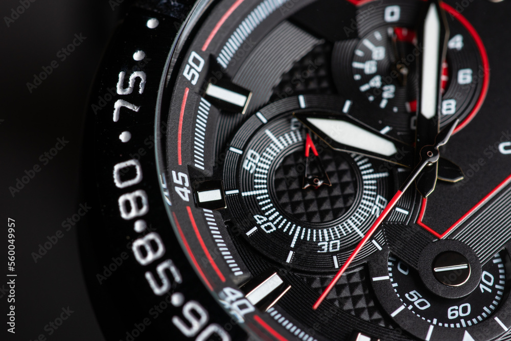 Black modern clock face. close up background Stock Photo Adobe Stock