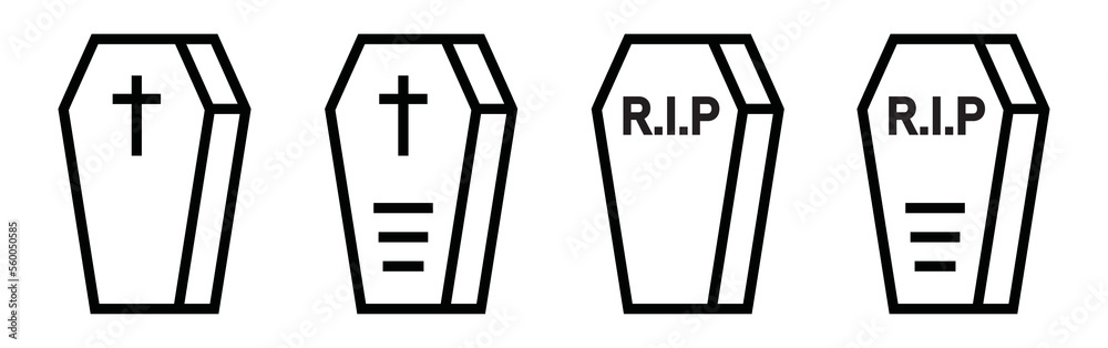 Obraz premium Coffin set icon, vector illustration