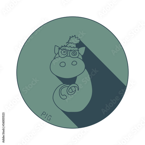 Pig zodiac sign logo. Astrological Chinese animal calendar. Years 2019, 2031, 2043, 2055.