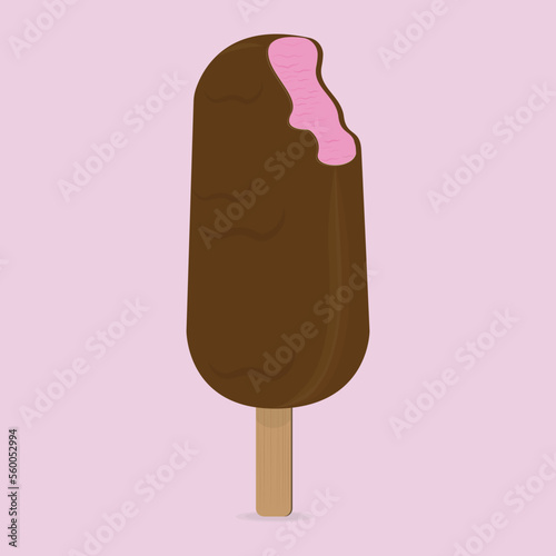 chocolate ice cream vector with realistic strawberry ice cream