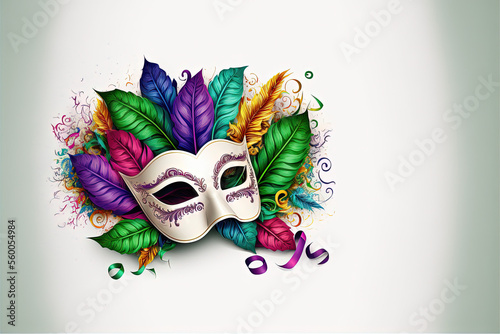 Carnival masks on white background, mardi gras, carnveale