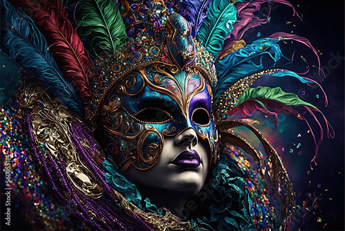 Beautiful Carnival masks, Carnevale, Generative AI