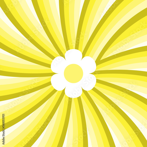 Vector illustration yellow flower with abtract yellow color seamless wheel background