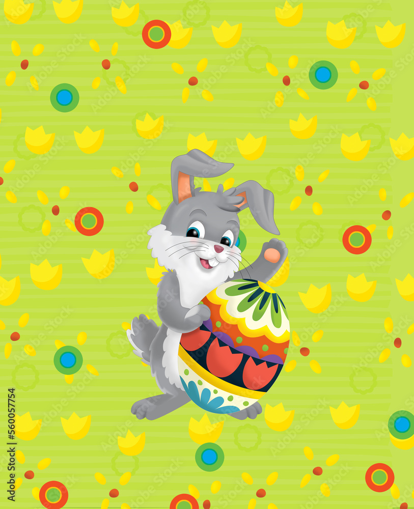 cartoon easter bunny rabbit on meadow illustration cartoon easter bunny rabbit on meadow illustration