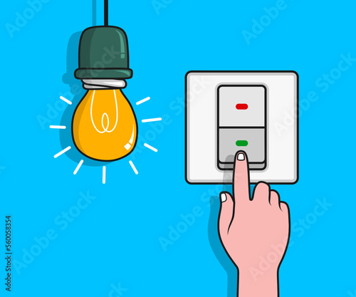 Flat Light Bulbs Turned on and Turned Off with Light Switches on
