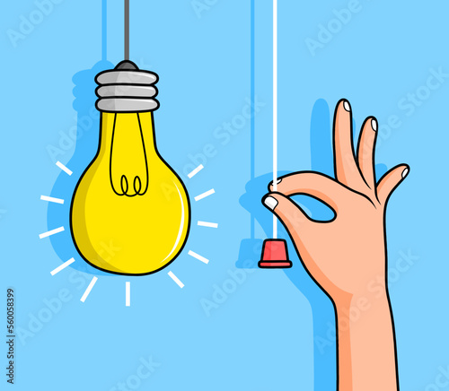 Flat Light Bulbs Turned on and Turned Off with Light Switches on
