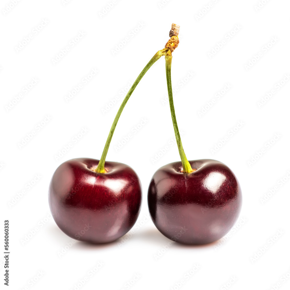 Fresh black sweet cherry fruit on white background. Fresh black sweet cherry fruit on white background.
