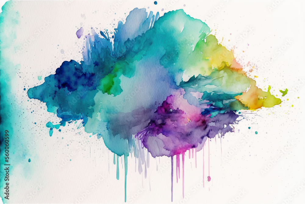 Fotografie Watercolor inkblot texture created with Generative AI technology