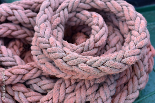 Rope on the ship. Sea