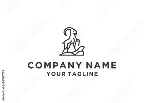 goat mountain logo design vector 
