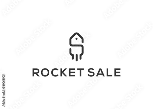 Rocket sale logo. Shop Logo design vector