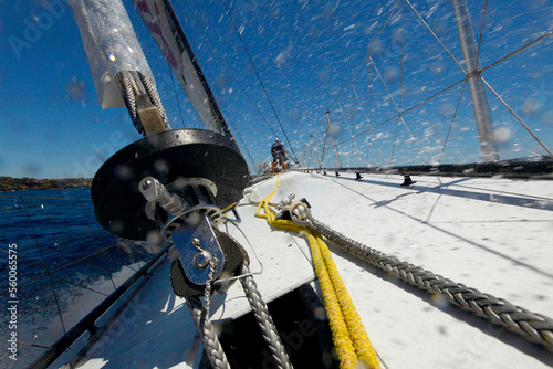 On board Alfa Romeo during a test sail in Sydney, Australia in preparation for the Rolex Sydney to Hobart 2009.