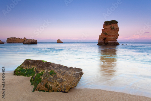 Rock formations at Dona Ana beach, Lagos, Algarve, Portugal, 2009 photo