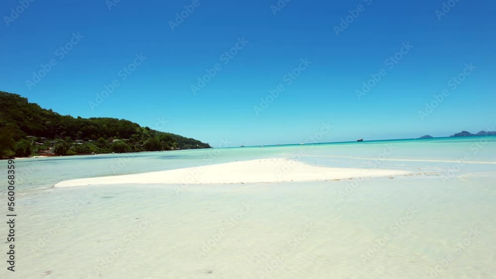 Mahe Seychelles Chasing birds with drone on the beach Mahe Seychelles Chasing birds with drone on the beach