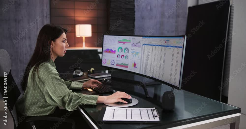 Analyst Women Looking At KPI Data Analyst Women Looking At KPI Data