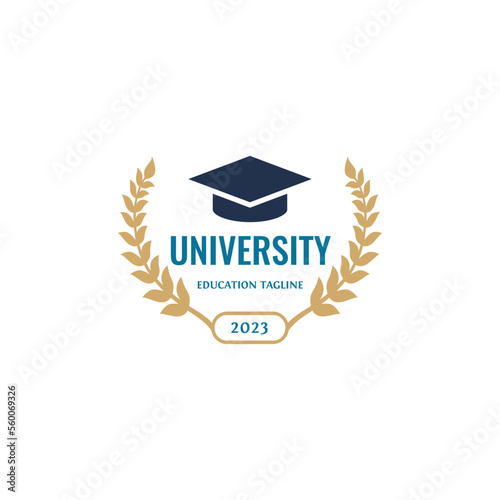 University and academy vector icons. Emblems for high school education graduates in maritime science, or law, laurel wreath, Vector Logo Template