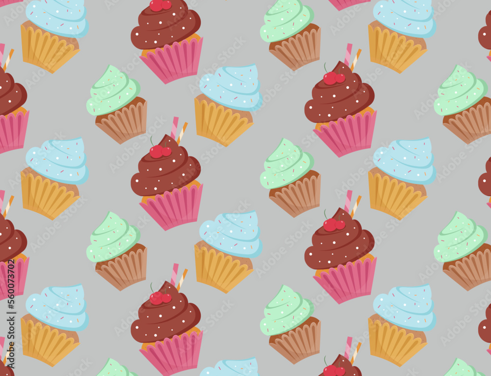Delicious cupcake pattern . Pattern dessert vector illustration design