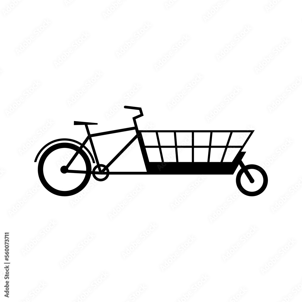 Cargo Bike silhouette icon. Transporter bicycle flat vector illustration Cargo Bike silhouette icon. Transporter bicycle flat vector illustration