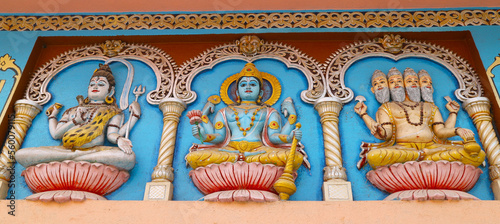 Brahma, Vishnu and Shiva are the three main deities of Hinduism. photo
