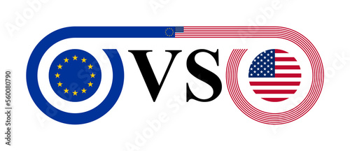 the concept of european union vs united states. vector illustration isolated on white background	