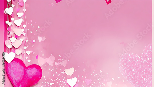 Obraz na płótnie pink rose on wooden background,Valentine's day greeting card. Lovely Happy Valentine's day minimal concept. Generative AI w salonie