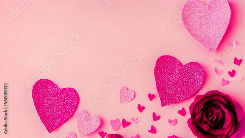 Obraz na płótnie pink rose on wooden background,Valentine's day greeting card. Lovely Happy Valentine's day minimal concept. Generative AI w salonie
