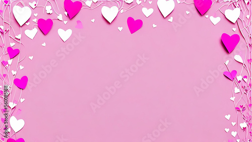 Obraz na płótnie pink background with balloons, Happy Valentine's card or banner, Generative AI w salonie