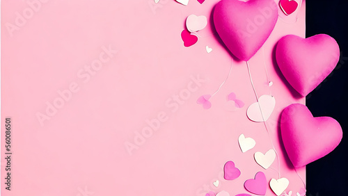 Obraz na płótnie pink background with balloons, Happy Valentine's card or banner, Generative AI w salonie