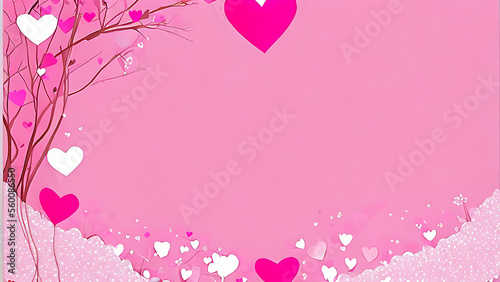 Obraz na płótnie pink background with balloons, Happy Valentine's card or banner, Generative AI w salonie