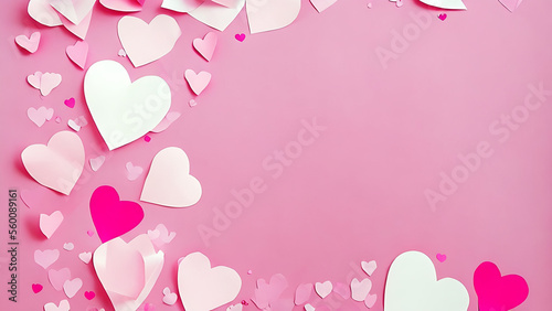 Obraz na płótnie pink background with balloons, Happy Valentine's card or banner, Generative AI w salonie