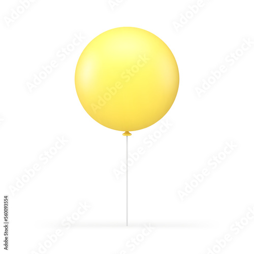 Yellow air balloon on stick 3d icon festive congratulations surprise realistic vector illustration