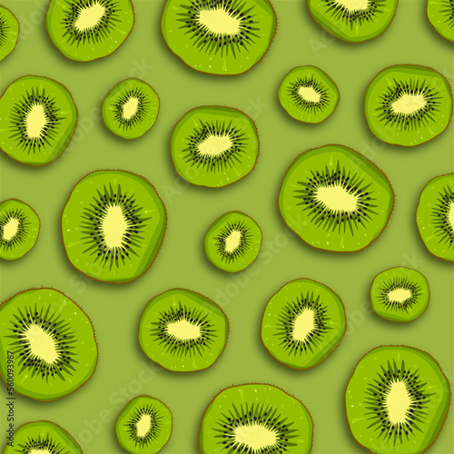 square banner background with cut fresh kiwi. bright green, light green poster. promotional poster for the store.vector