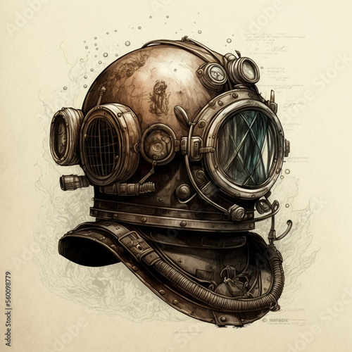 Old divers helmet sketch photo