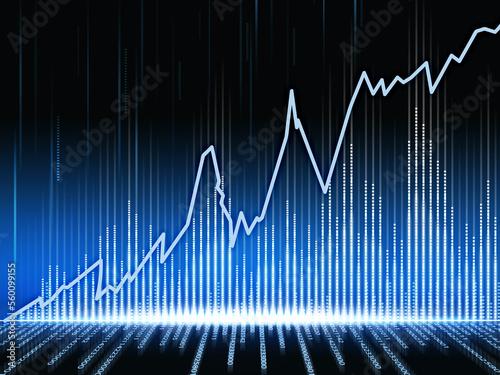 Movement of asset price. Market of cryptocurrency   stocks   commodity. Charts and graphs on dark blue background