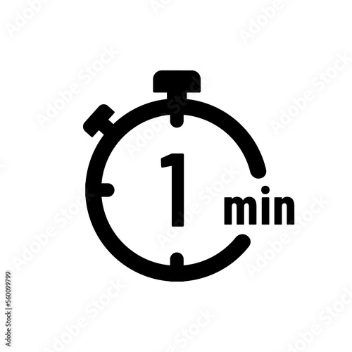 1 minutes timer or 1 minutes stopwatch icon on white background. 1 minutes timer, stopwatch or countdown icon. Time measure. Chronometr icon. Best 1 minutes icon vector.